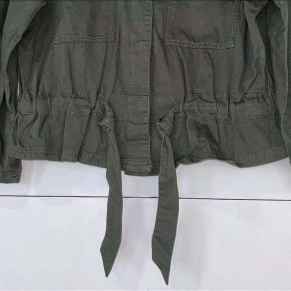 Time & Tru Olive Green Utility Tie Waist Jacket Medium - Picture 3 of 6